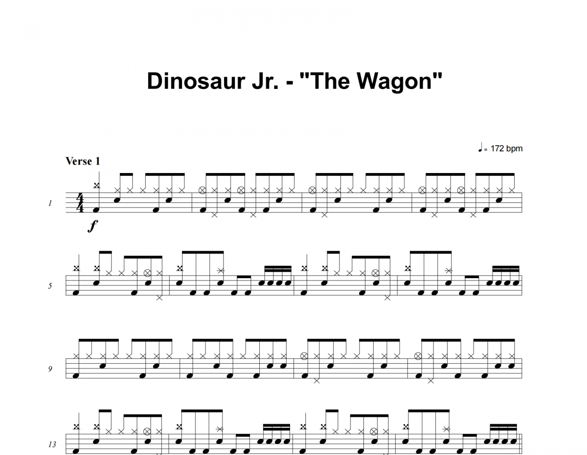 The Wagon鼓谱 Dinosaur Jr.《The Wagon》架子鼓|爵士鼓|鼓谱