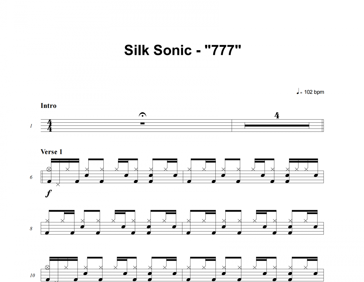 777鼓谱 Silk Sonic《777》架子鼓|爵士鼓|鼓谱