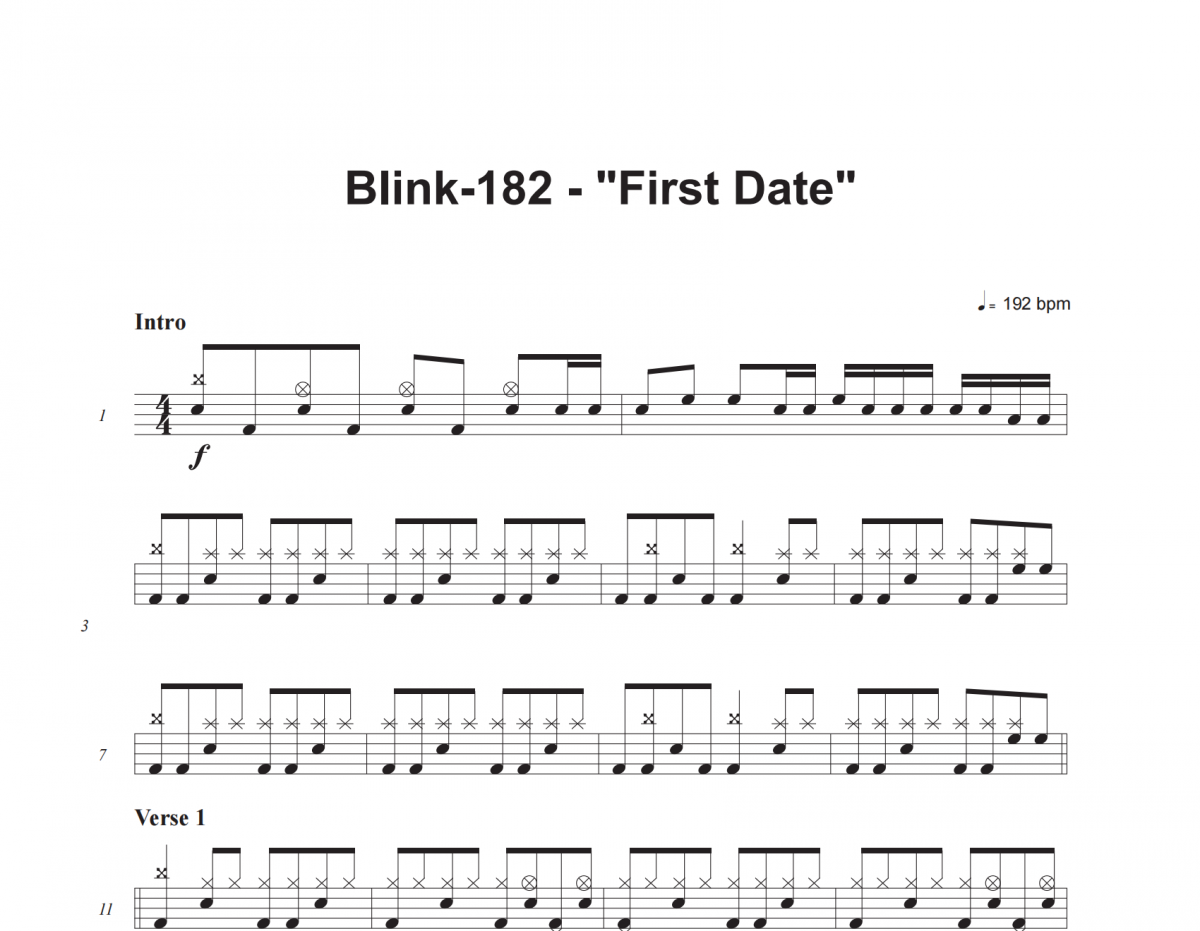 First Date鼓谱 Blink-182《First Date》架子鼓|爵士鼓|鼓谱