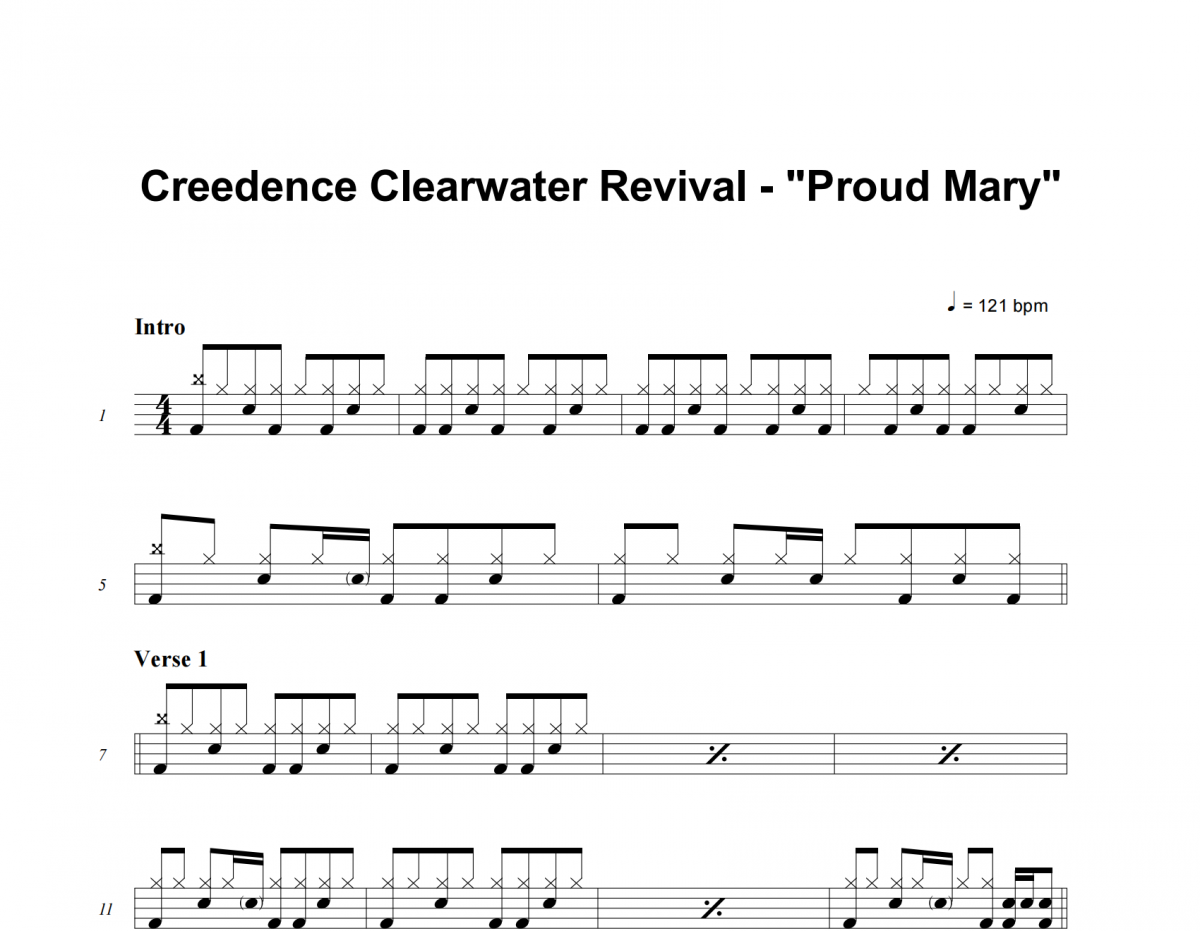 Proud Mary鼓谱 Creedence Clearwater Revival《 Proud Mary》架子鼓|爵士