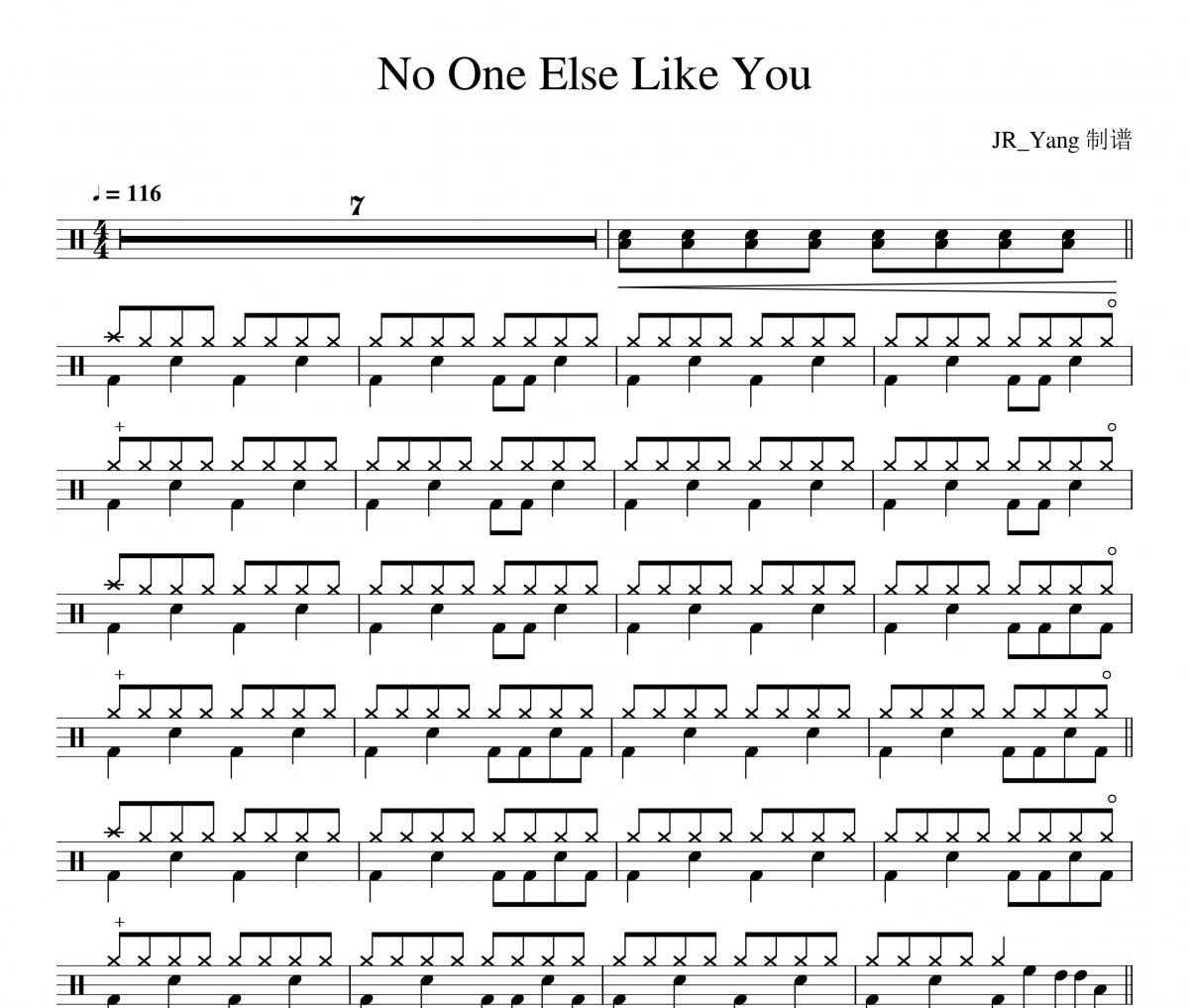 Adam Levine-No One Else Like You架子鼓谱爵士鼓曲谱