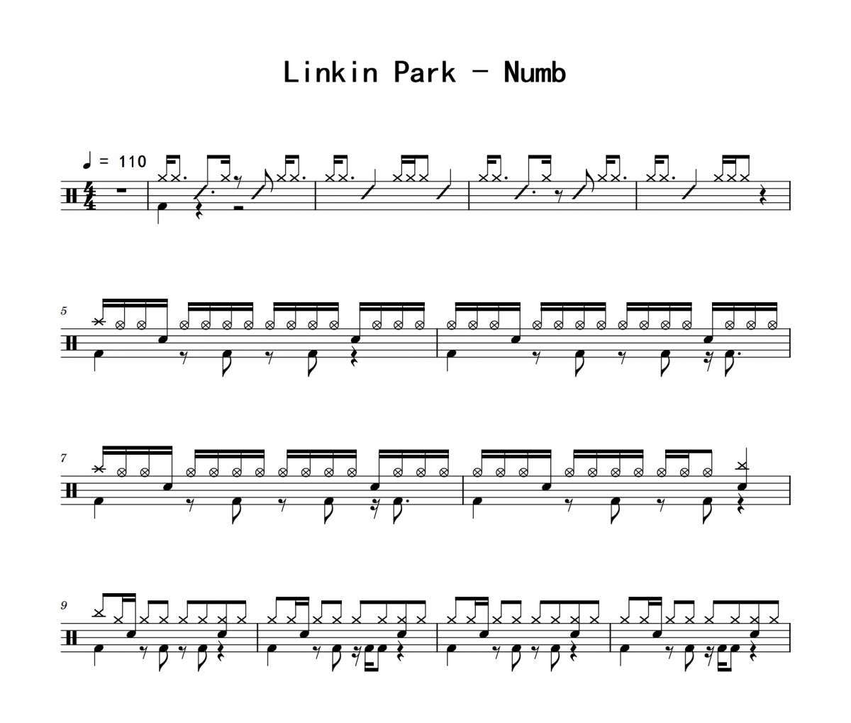 Linkin Park-Numb爵士鼓鼓谱