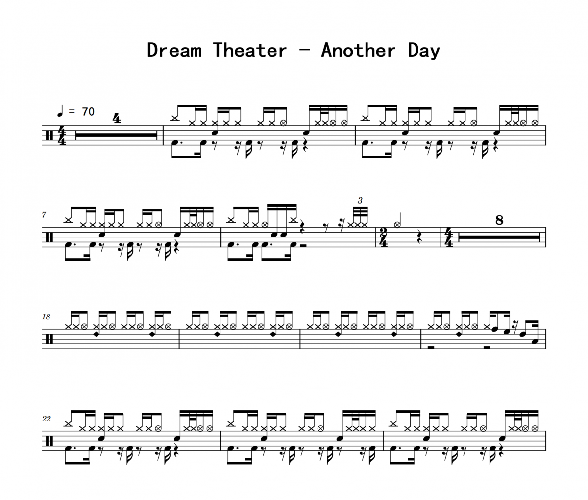 Dream Theater《Another Day》架子鼓|爵士鼓|鼓谱 积极处世制谱