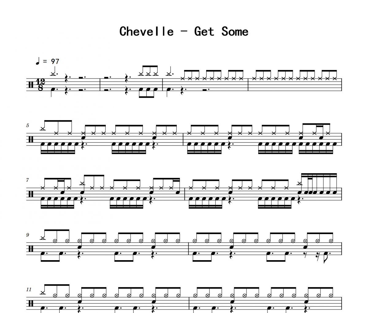 Get Some鼓谱 Chevelle《Get Some》架子鼓|爵士鼓|鼓谱