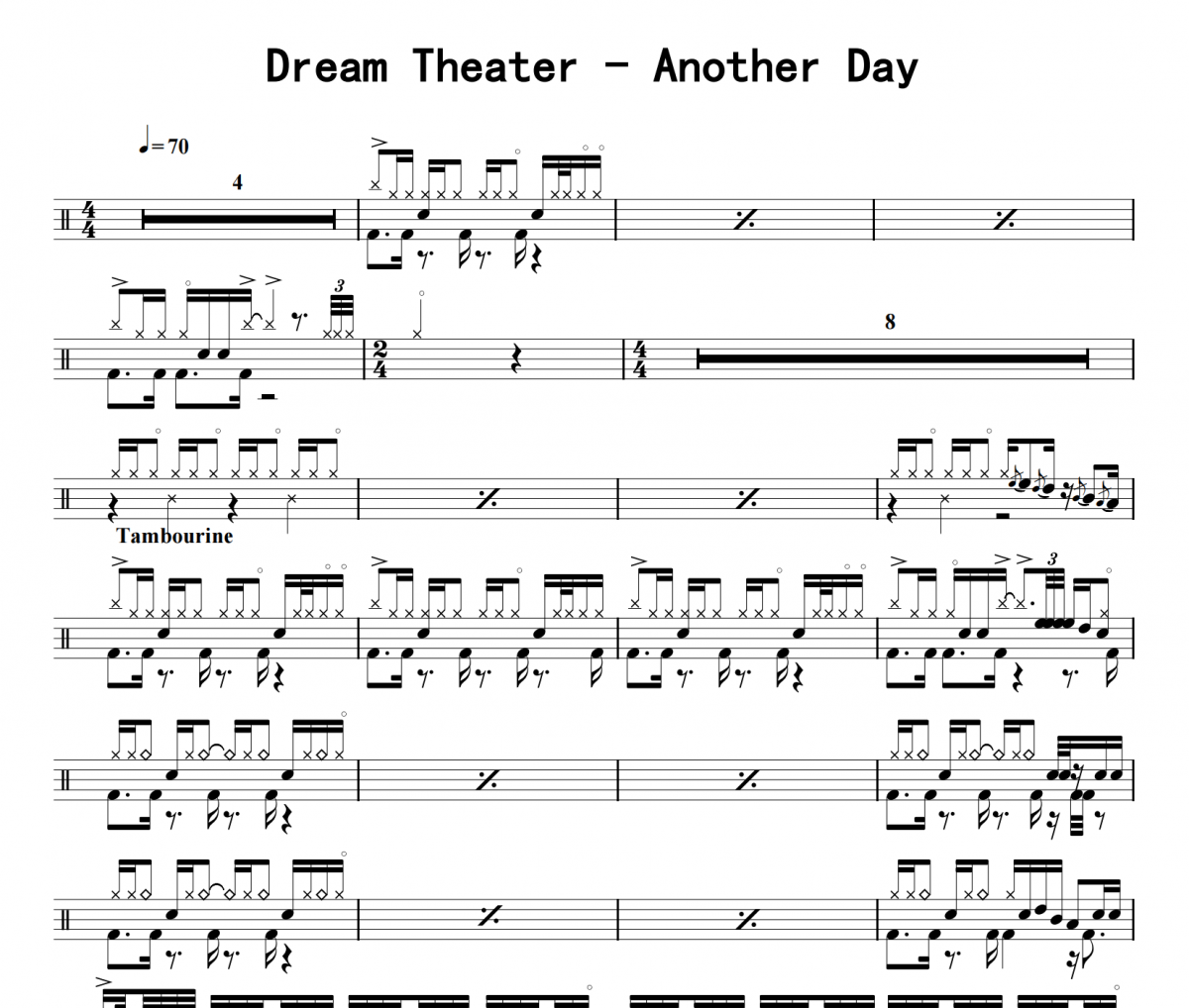 Dream Theater《Another Day》架子鼓|爵士鼓|鼓谱 8分音符制谱