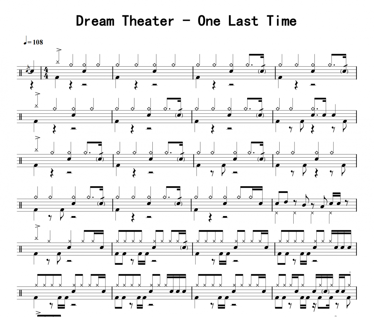 Dream Theater《One Last Time》架子鼓|爵士鼓|鼓谱 16分音符发布