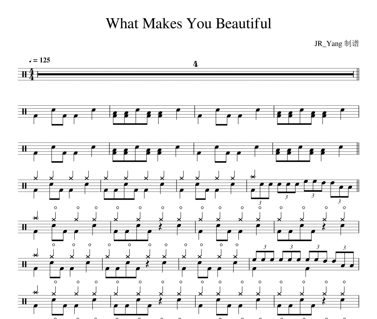 One Direction-What Makes You Beautiful鼓谱
