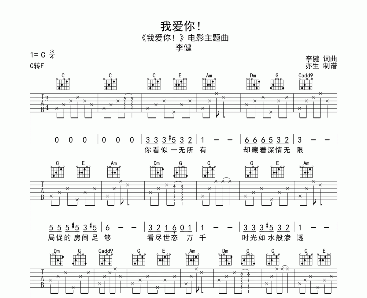 矜持吉他谱-王菲-A调简易版六线谱-图片谱-曲谱热