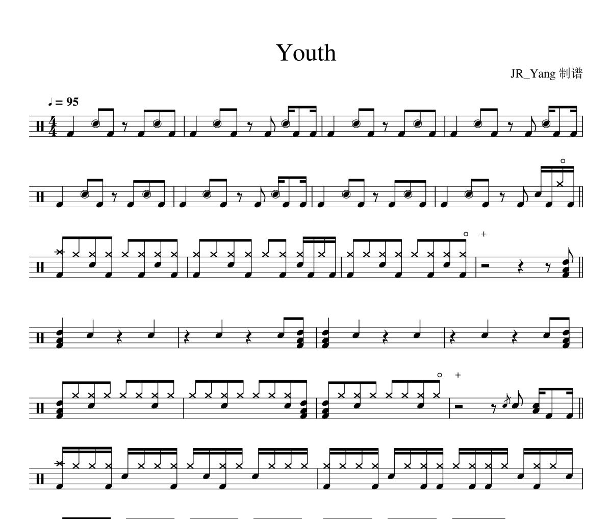 Youth鼓谱 Troye Sivan《Youth》架子鼓|爵士鼓|鼓谱
