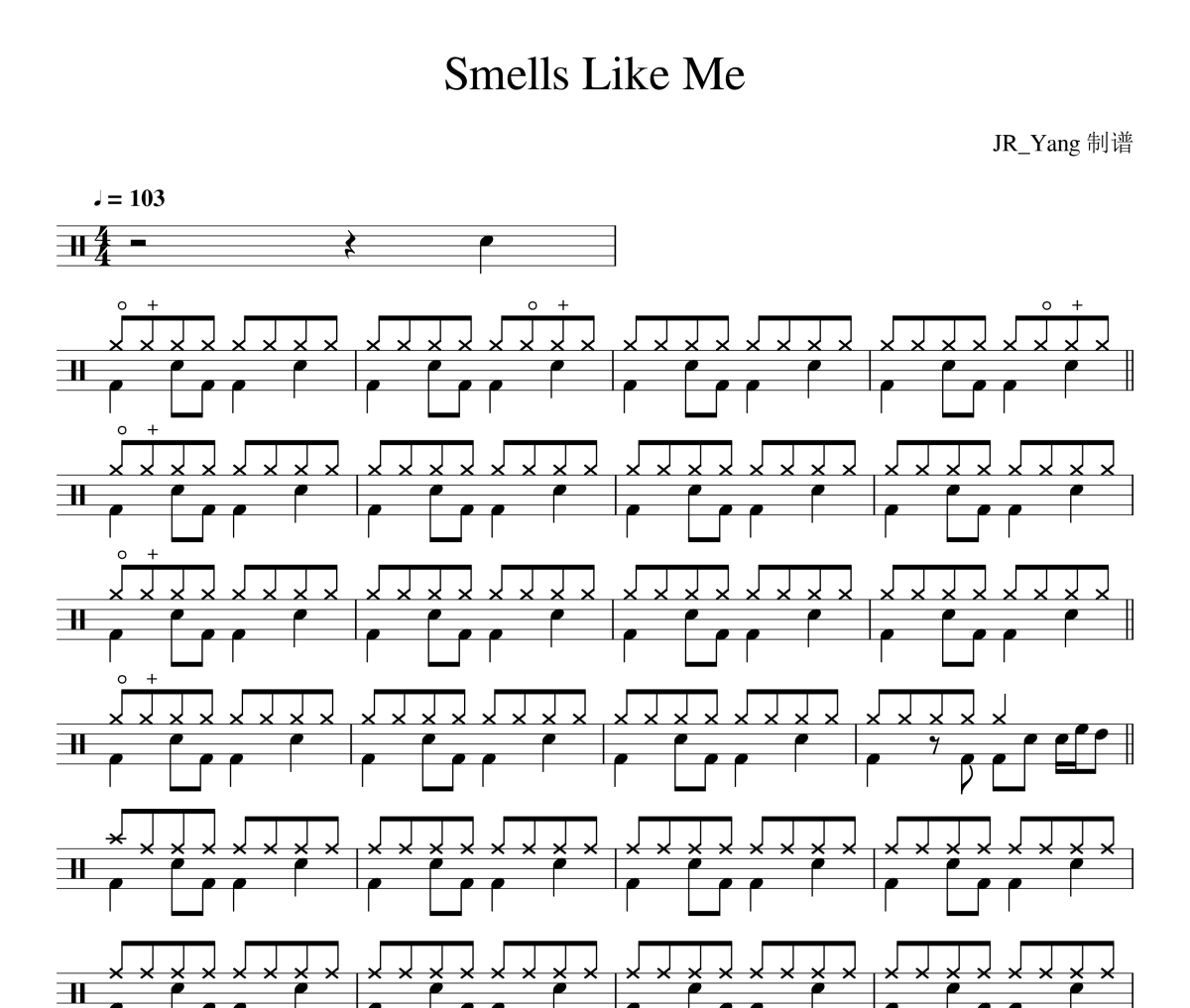 Smells Like Me鼓谱 Charlie Puth-Smells Like Me架子鼓|爵士鼓|鼓谱