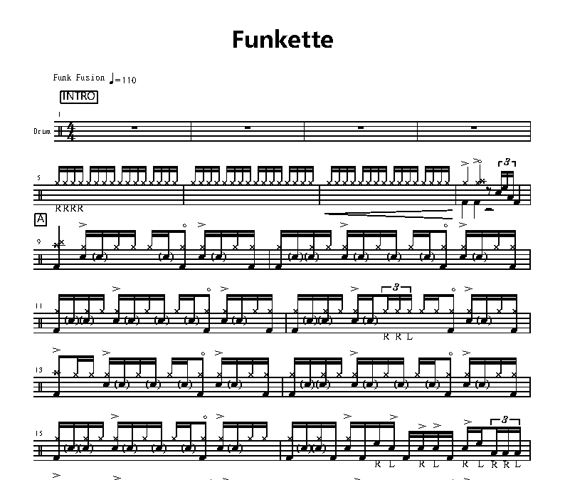 funkette鼓谱 比赛曲目《funkette》架子鼓|爵士鼓|鼓谱+动态视频