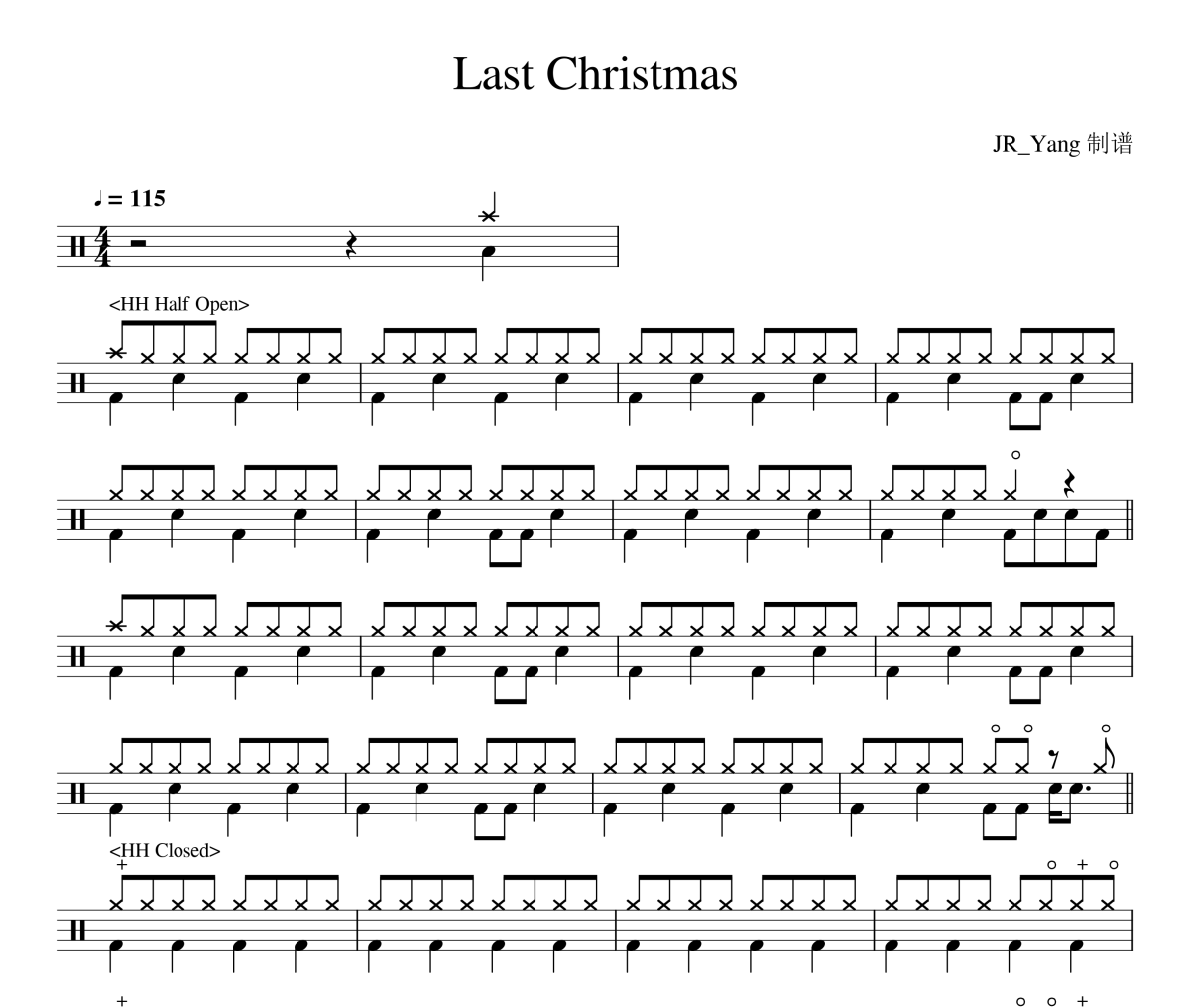 Last Christmas鼓谱 Taylor Swift-Last Christmas架子鼓爵士鼓谱