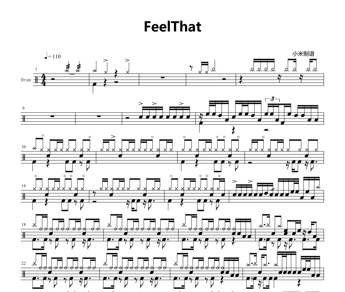 FeelThat鼓谱 演出比赛曲目-FeelThat架子鼓|爵士鼓|鼓谱+动态视频