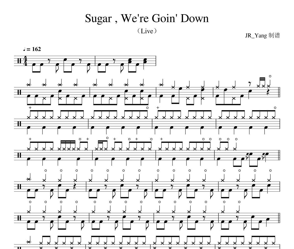 Fall Out Boy/Nate Morton《Sugar We're Goin' Down》架子鼓|爵士鼓|鼓谱