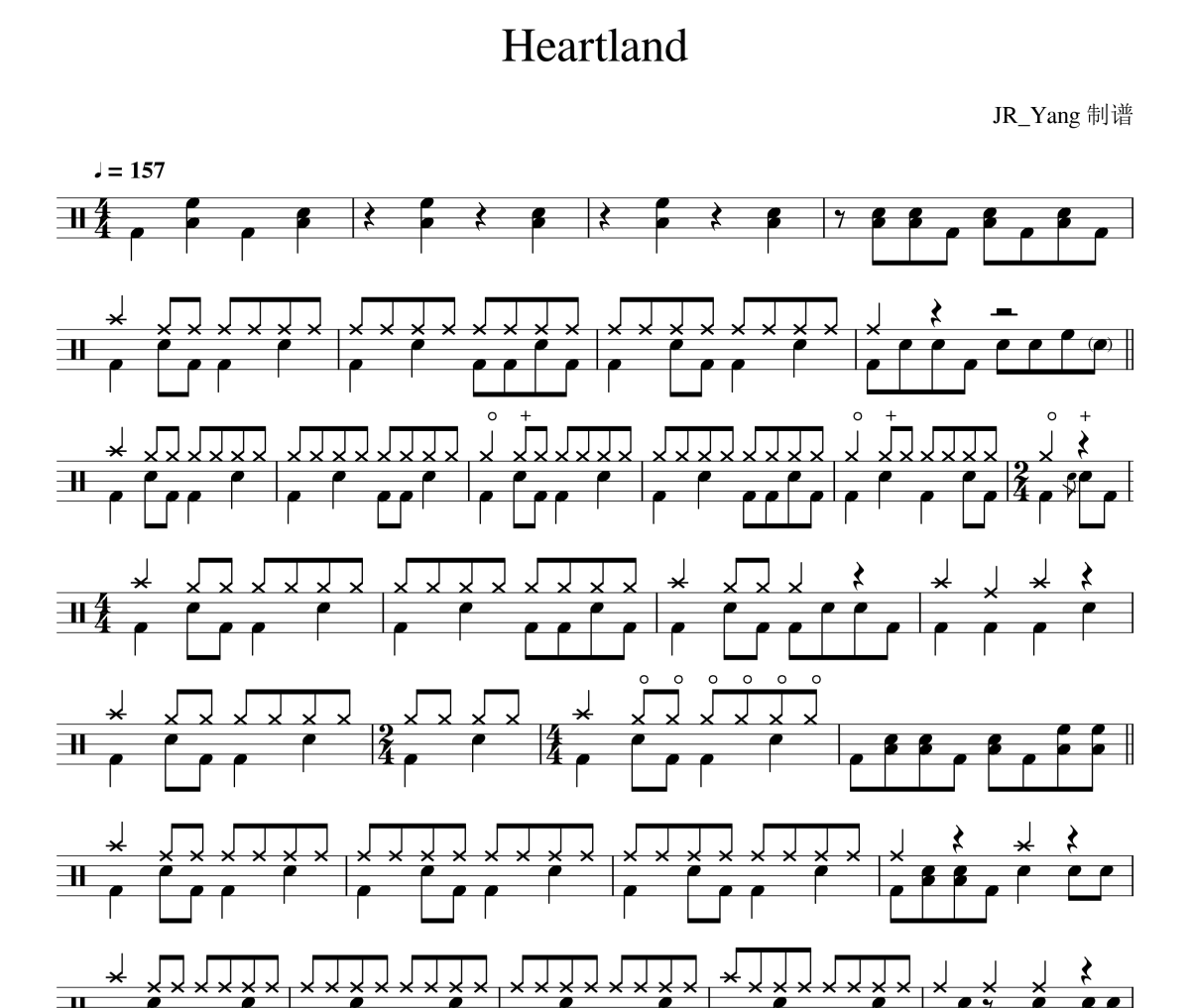 Heartland鼓谱 The Voice/Nate Morton《Heartland》(Live Ver.)架子鼓|爵