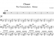 Closer鼓谱 The Chainsmokers、Halsey《Closer》架子鼓|爵士鼓|鼓谱
